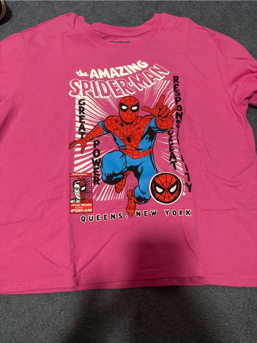 Marvel Logo Tee - Bright Pink with Black Print